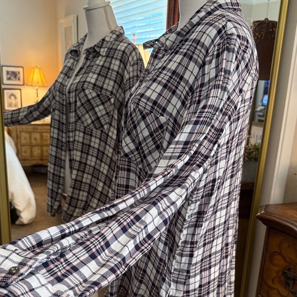 William Rast Checkered Button Down Shirt - Navy and White - Picture 6 of 10